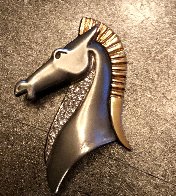 Diamond Gold Le Cheval Horse Head Sterling Brooch 2 in Jewelry by Erte - 1 Diamond Gold Le Cheval Horse Head Sterling Brooch 2 in Jewelry by Erte - 1