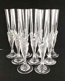 Flute Majestique Set of 10 Flues Glass Sculptures 1990 Sculpture - Erte Flute Majestique Set of 10 Flues Glass Sculptures 1990 Sculpture - Erte