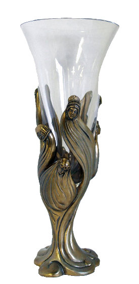 Visage De Femme Bronze and Crystal Glass Sculpture 1987 13 in by  Erte