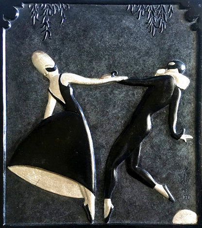 Pas De Deux Deluxe Book w/ Bronze Bas Relief 1988 14 in Limited Edition Print -  Erte