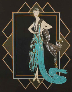 Turquoise Dress DX 1989 Limited Edition Print -  Erte