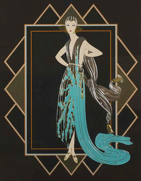Turquoise Dress DX 1989 Limited Edition Print -  Erte