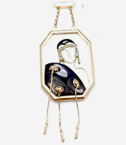 Folies Gold Necklace w/ Chain Jewelry -  Erte