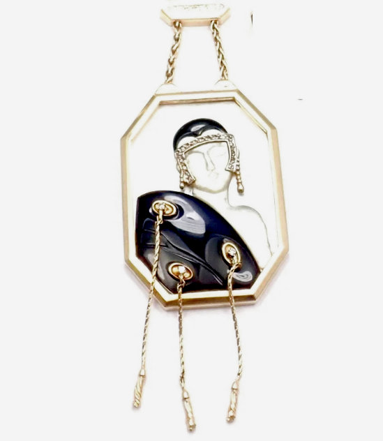 Folies Gold Necklace w/ Chain Jewelry by  Erte
