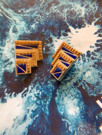 Art Deco Earrings - Lapis, 14k Gold and Sterling Jewelry -  Erte