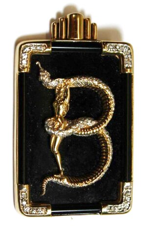 Alphabet Pin B Gold Diamond Onyx Brooch Jewelry -  Erte