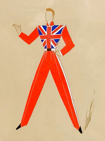 Fleur de France: Le Chanteur 1940 28x24 - Gouache - Great Britain Original Painting -  Erte