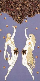 Adam and Eve 1982 Huge 44x30 Limited Edition Print - Erte Adam and Eve 1982 Huge 44x30 Limited Edition Print - Erte