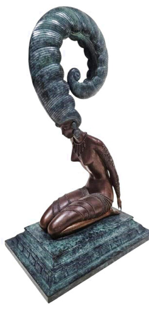 La Plume Bronze Sculpture 1980 16 in by  Erte