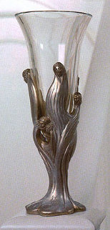 Visage De Femmes Crystal Vase 1987 Sculpture -  Erte
