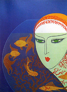 Fish Bowl 1977 Limited Edition Print - Erte Fish Bowl 1977 Limited Edition Print - Erte