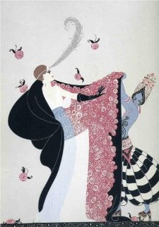 Flowered Cape 1981 Limited Edition Print - Erte Flowered Cape 1981 Limited Edition Print - Erte