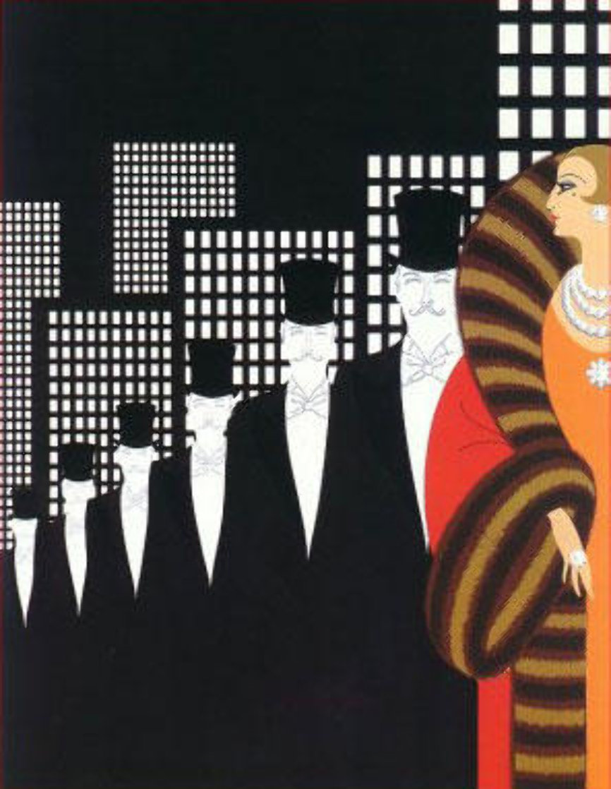 Top Hats AP 1975 Limited Edition Print by Erte Top Hats AP 1975 Limited Edition Print by Erte
