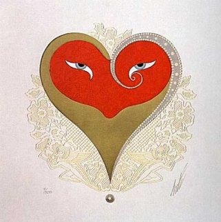 Heart II (Red And Gold) 1996 Limited Edition Print - Erte Heart II (Red And Gold) 1996 Limited Edition Print - Erte