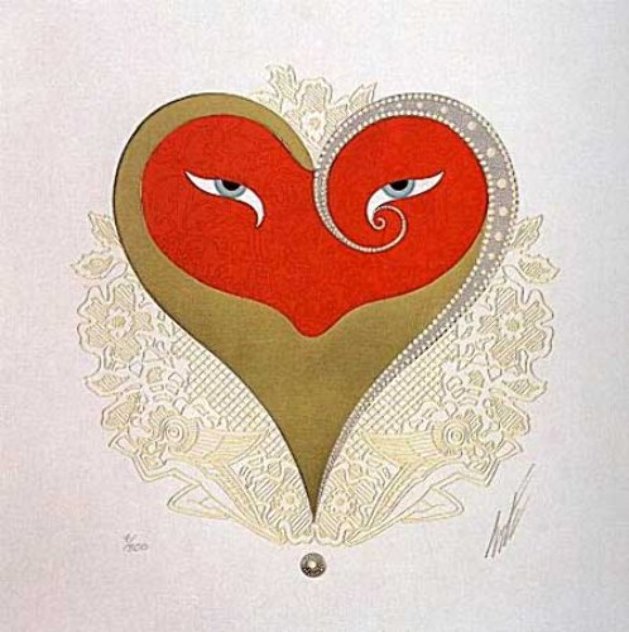 Heart II (Red And Gold) 1996 Limited Edition Print by  Erte