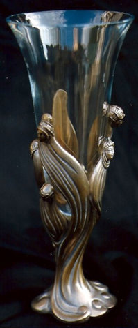 Visage De Femme Crystal and Bronze Vase 1987 Sculpture -  Erte