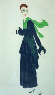 Blue Dress 1981 Limited Edition Print - Erte Blue Dress 1981 Limited Edition Print - Erte
