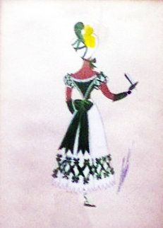 Costume Purported to Be For Gone With the Wind 24x20 Original Painting - Erte Costume Purported to Be For Gone With the Wind 24x20 Original Painting - Erte