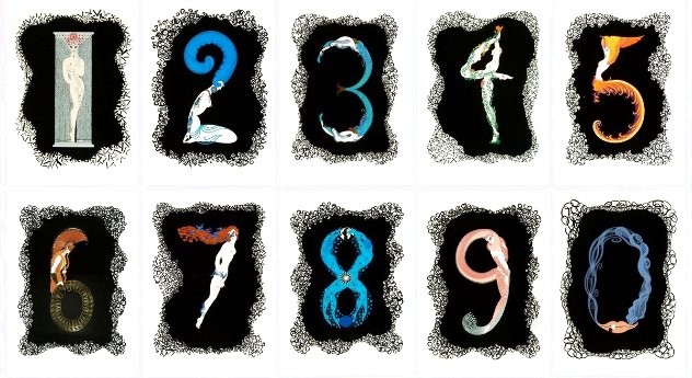 Numerals Complete Suite of 10 1980 Limited Edition Print by  Erte