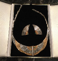 Nile Gold Necklace And Earrings 1980 Jewelry by Erte - 1 Nile Gold Necklace And Earrings 1980 Jewelry by Erte - 1