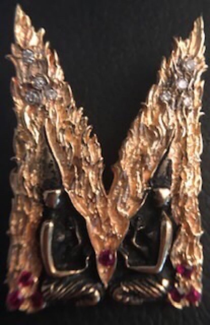 Letter M Gold Pendant / Pin From Alphabet Collection 1987 Jewelry by Erte Letter M Gold Pendant / Pin From Alphabet Collection 1987 Jewelry by Erte