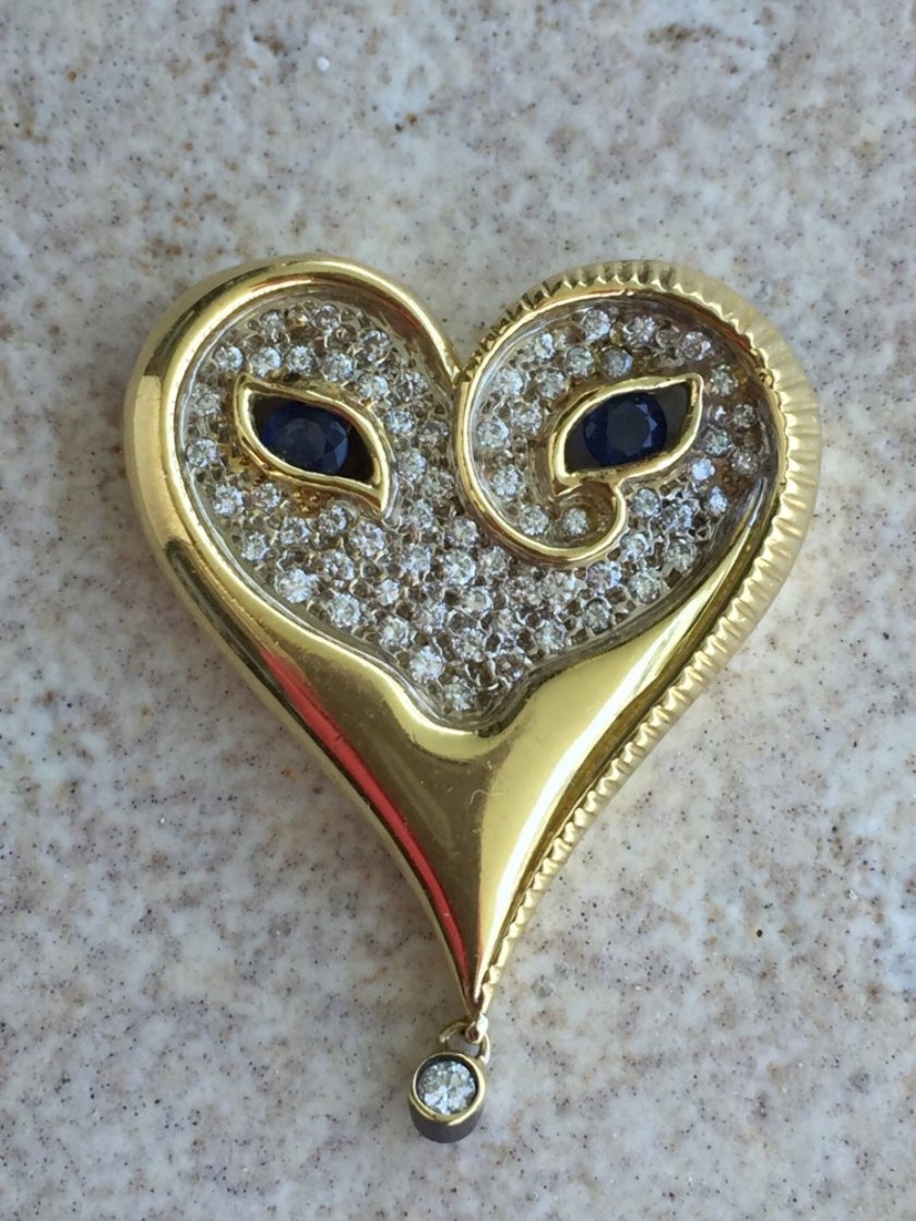 Mystery of the Heart Gold Pendant 1984 Jewelry by Erte Mystery of the Heart Gold Pendant 1984 Jewelry by Erte