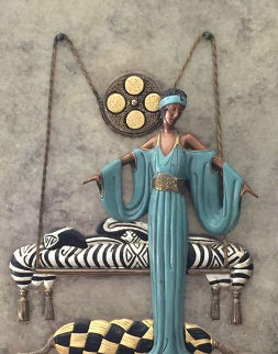 Pillow Swing Bronze Wall Bas Relief Sculpture 1988 Sculpture - Erte Pillow Swing Bronze Wall Bas Relief Sculpture 1988 Sculpture - Erte