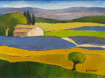Bleu Das Lavandes Enete 21x18 Original Painting - Elizabeth Estivalet Bleu Das Lavandes Enete 21x18 Original Painting - Elizabeth Estivalet