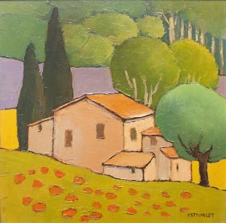 Maison En Pierre 21x21 Original Painting - Elizabeth Estivalet Maison En Pierre 21x21 Original Painting - Elizabeth Estivalet
