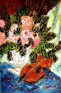 Untitled Still Life 2001 34x28 Original Painting - Maya Eventov