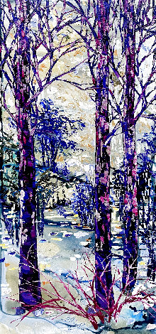 Untitled Winter Landscape 2021 60x24 - Huge Original Painting - Maya Eventov