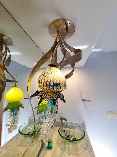 Jellyfish Sculptured Glass Light Fixture Unique 32 in Installation - Dale Evers Jellyfish Sculptured Glass Light Fixture Unique 32 in Installation - Dale Evers