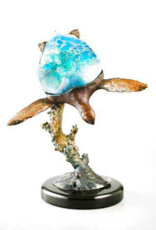 Sea Turtle Bronze Lamp 19 in Sculpture - Dale Evers