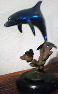 Dolphin Bronze Sculpture 1994 18 in Sculpture - Dale Evers