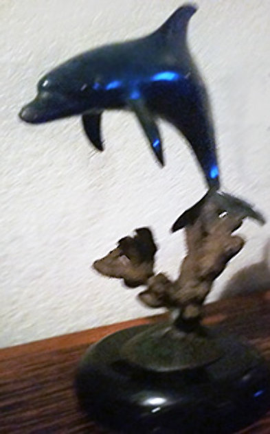 Dolphin Bronze Sculpture 1994 18 in Sculpture by Dale Evers