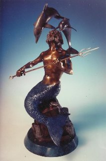 King Neptune Bronze Sculpture 1995 20 in Sculpture - Dale Evers King Neptune Bronze Sculpture 1995 20 in Sculpture - Dale Evers