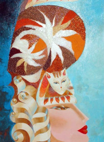 Cat Hat in Blue Original Painting - Alina Eydel