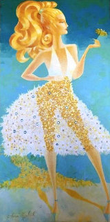 Daisy Star 2011 36x18 Embellished Original Painting - Alina Eydel Daisy Star 2011 36x18 Embellished Original Painting - Alina Eydel