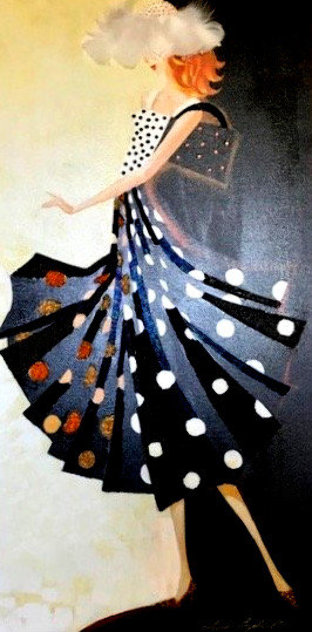 Black And White Glamour Dot 2009 36x18 Original Painting by Alina Eydel