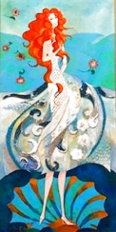 Birth of Venus - Reminiscence of Botticelli (Remake I) 2006 18x36 Original Painting - Alina Eydel