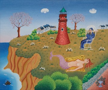 Captain Mermaid 1975 20x24 Original Painting - Gisela Fabian Captain Mermaid 1975 20x24 Original Painting - Gisela Fabian
