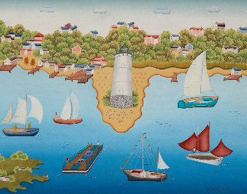 Regatta At Martha's Vinyard 1985 28x34 Original Painting - Gisela Fabian Regatta At Martha's Vinyard 1985 28x34 Original Painting - Gisela Fabian