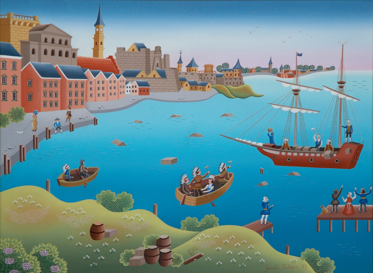 Boston Tea Party 1993 22x28 Original Painting by Gisela Fabian Boston Tea Party 1993 22x28 Original Painting by Gisela Fabian
