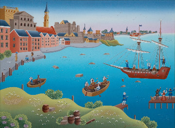 Boston Tea Party 1993 22x28 Original Painting - Gisela Fabian Boston Tea Party 1993 22x28 Original Painting - Gisela Fabian
