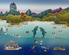 Moorea and Motus 1991 Serigraph - Polinesia Limited Edition Print by Gisela Fabian - 0