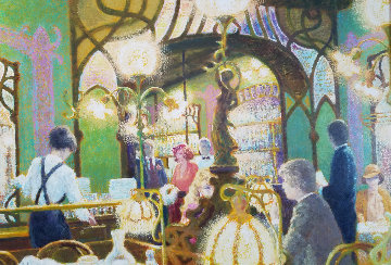 Bistro De Lagare 1980 40x54 Super Huge Original Painting - Louis Fabien Bistro De Lagare 1980 40x54 Super Huge Original Painting - Louis Fabien