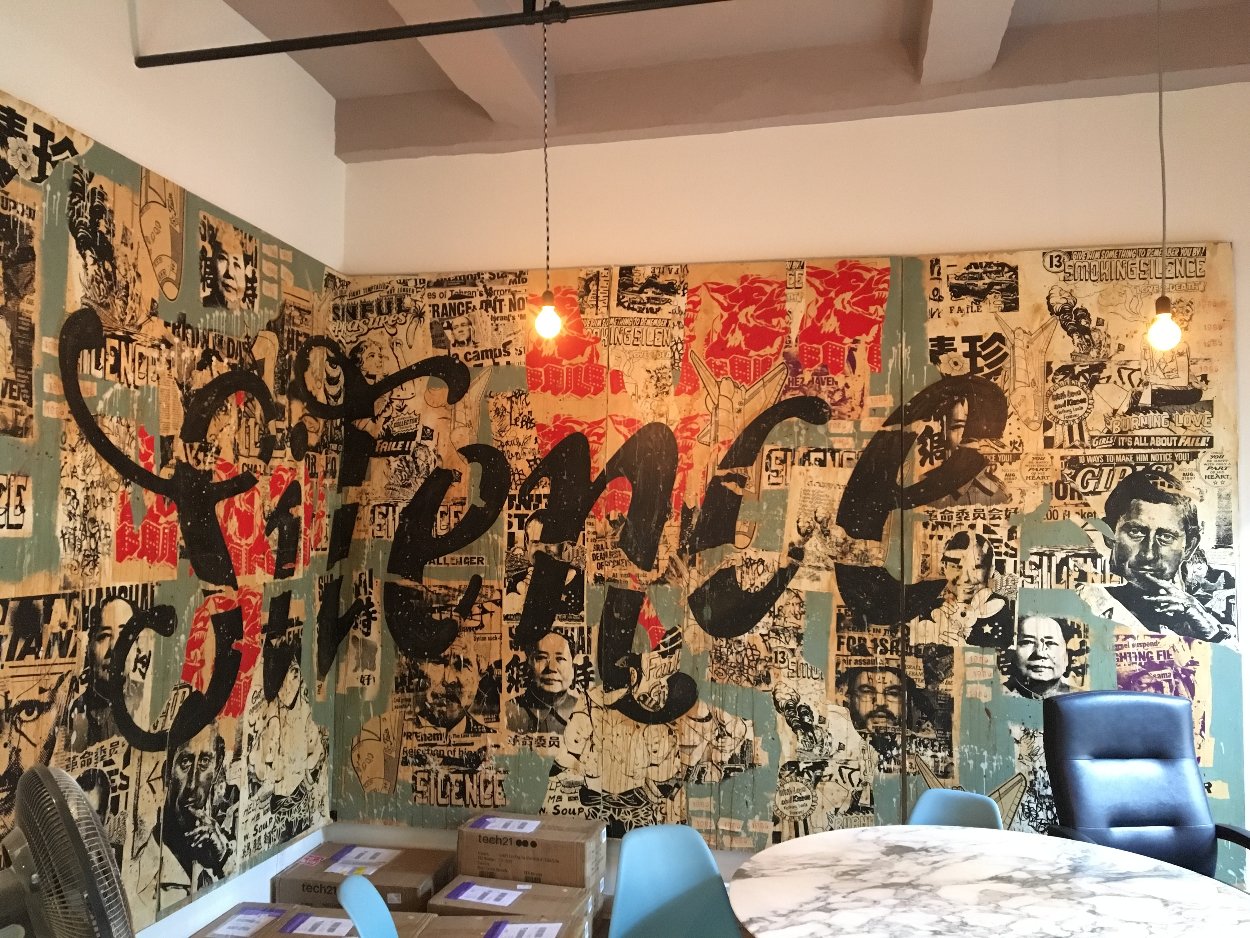Silence Mural Size  96x240 Huge Original Painting by  FAILE