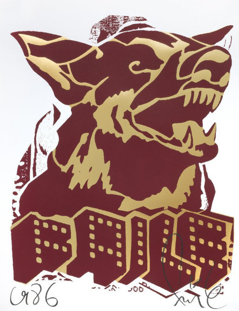 Faile Dog Red / Gold 2018 Limited Edition Print by  FAILE