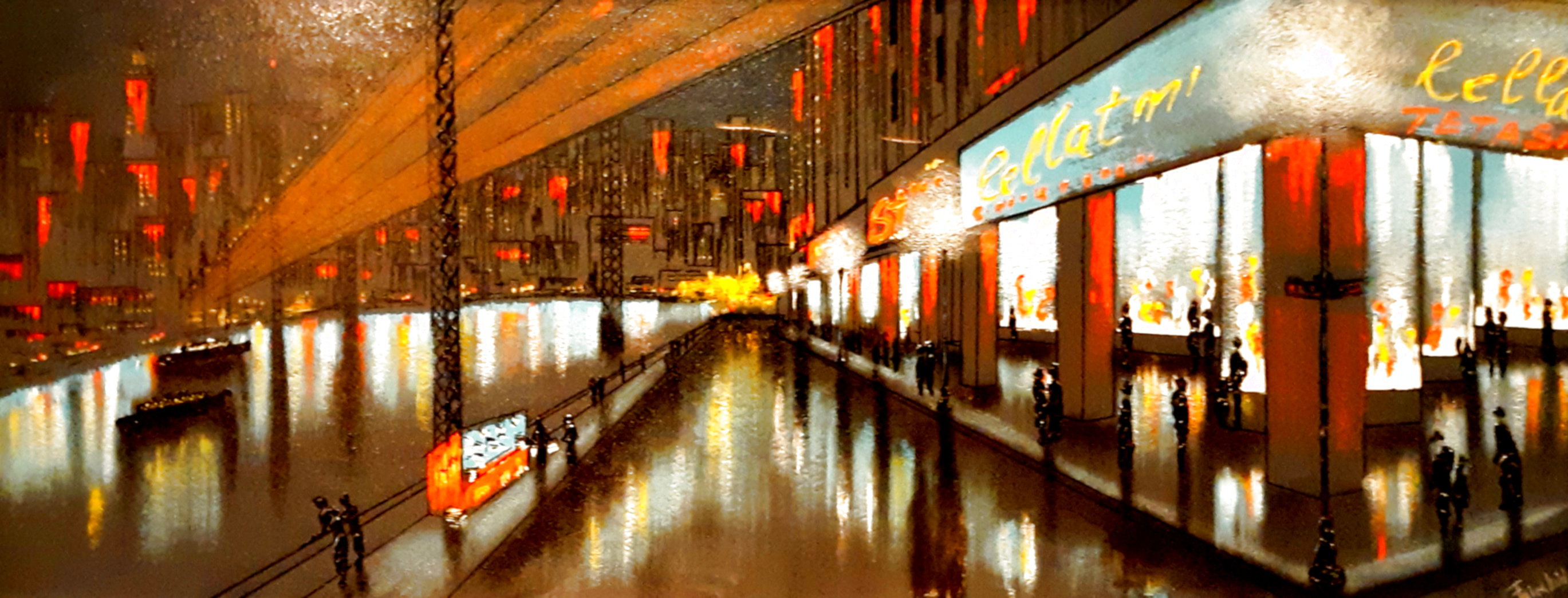 Untitled Street Scene 20x50 Huge Original Painting by Roy Fairchild-Woodard