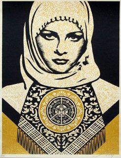 Arab Woman (Gold) 2008 Limited Edition Print - Shepard Fairey 